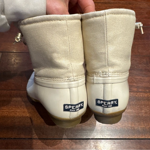 Sperry Saltwater Sparkle Off White Girls Duck Boots Size 5 M EUR 37 - Picture 4 of 6